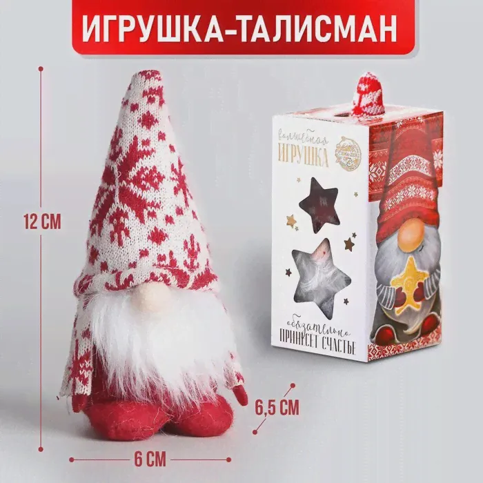 Мягкая игрушка новогодний гном «Милый гномик»